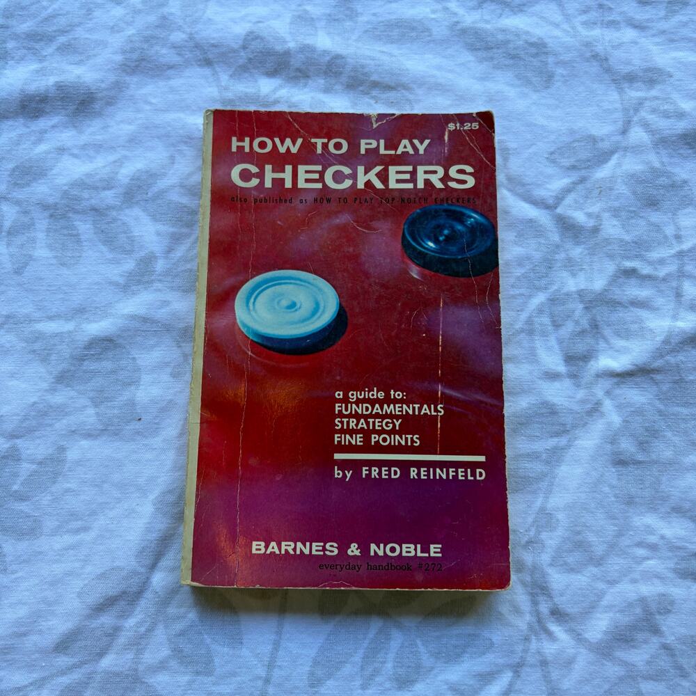 How to Play Checkers Fred Reinfeld 1957 VTG Paperback Barnes & Noble HandbooK